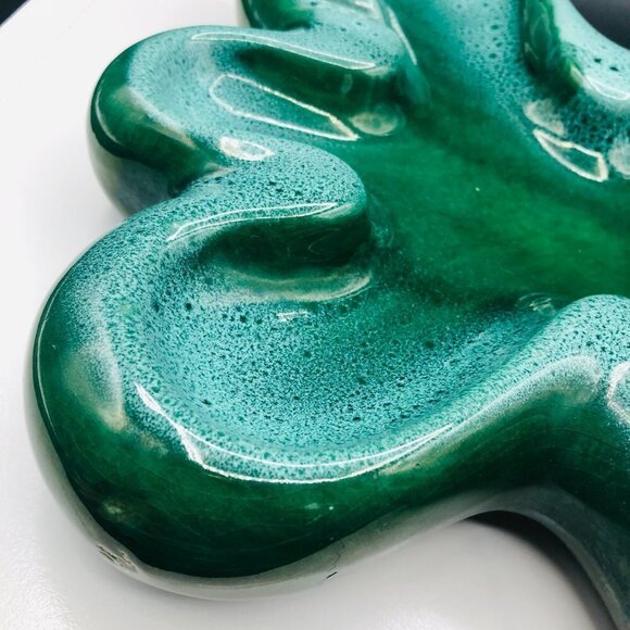 Beauceware Oversized Kelly Green Amoeba Ceramic Ashtray, Beauce Pottery #809 - Picture 3 of 14
